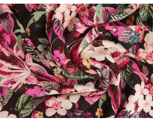 Panama Viscose Fabric - Lily Print